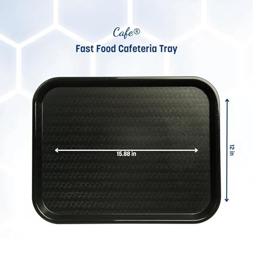 Carlisle FoodService Products Café Cafeteria Tray, Fast Food Tray for Restaurant or Commercial Use, Polypropylene, 356 x 457 Mm, 1 Count, Black