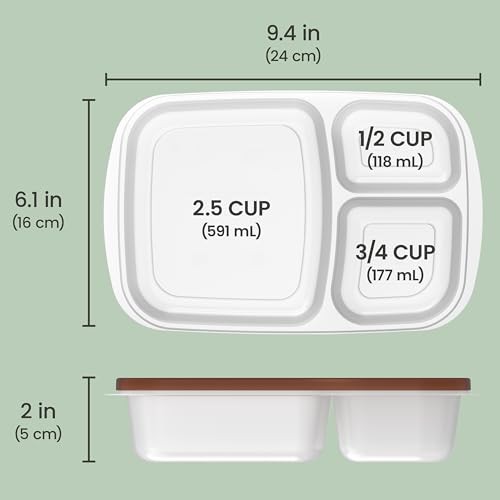 Bentgo Easyboxes - Original Stackable Lunch Boxes - Reusable 3-Compartment Food Containers for Kids and Adults - Bento Lunch Box for Meal Prep, School, & Work - BPA Free, (Earth Tones (4-Pack))