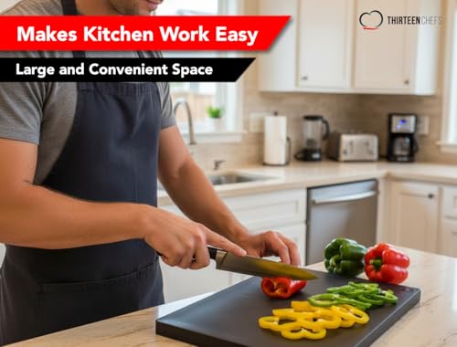 Large Poly Cutting Board, 18x12 Inch Black, 3/4" Thick, BPA Free and Dishwasher Safe