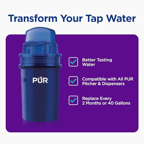 PUR Water Pitcher & Dispenser Replacement Filter 4-Pack, Genuine PUR Water Filter, 2-in-1 Powerful and Faster Filtration, 8-Month Value, Blue (PPF900Z4)