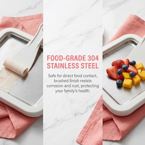 Instant Ice Cream Maker, Rolled Ice Cream Maker, Soft Serve Ice Cream Maker – Perfect for Ice Cream, Frozen Yogurt & More! Food-Grade Stainless Steel Ice Cream Roll Machine for Home Use (White)