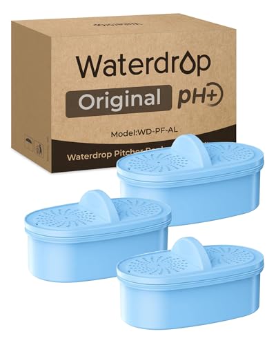 [Original] Waterdrop PF-AL Alkaline Water Filter Replacement for Waterdrop Pitcher Filtration System, Improved Coffee Taste, Last Up to 100 Gallons, 3 Pack