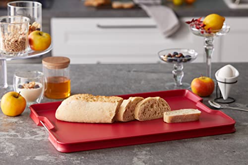Joseph Joseph Cut&Carve Plus - Non-Slip, Multi-Function, Double-Sided Cutting Board for Food Preparation and Carving- Dishwasher Safe, Extra Large, Red