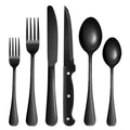 24-Piece Black Silverware Set with Steak Knives Black Stainless Steel Flatware Set for 4 Food Grade Tableware Cutlery Set Rust-proof, Mirror Polished, Dishwasher Safe