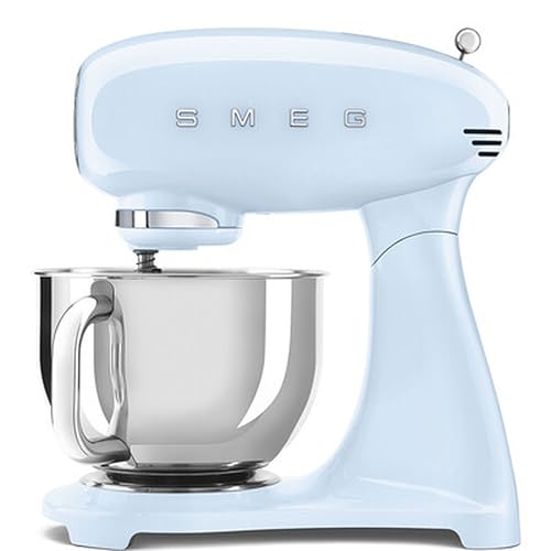SMEG SMF05 Forte 5-Qt Stand Mixer with 750W Motor, Smooth Start & SteadyMix, Flex Edge Beater, 10 Speeds, Stainless Steel Bowl – Retro 50’s Style Planetary Mixer for Dough, Baking & Desserts-Blue