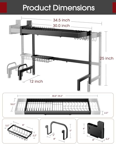 Sakugi 2-Tier Dish Drying Rack Over The Sink, Expandable for Counter