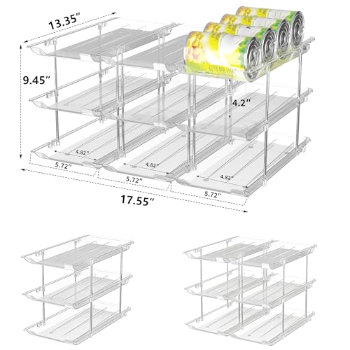 Can Organizer for Pantry Soda Can Organizer Automatic Rolling Food Pantry Storage Rack Can Dispenser for Fridge Holds 36 Cans, Fits 5.8-Inch Soda and Can, Set of 9
