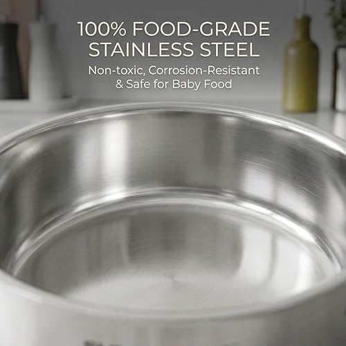 SUNHOUSE 2 QT Stainless Steel Saucepan with Lid and Steamer Basket Insert