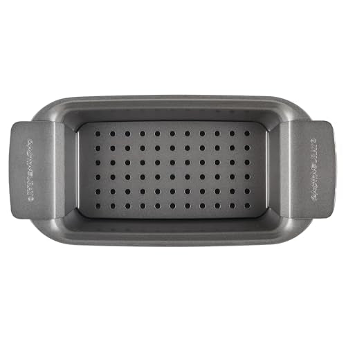 Rachael Ray Bakeware Meatloaf/Nonstick Baking Loaf Pan with Insert, 9 Inch x 5 Inch, Gray