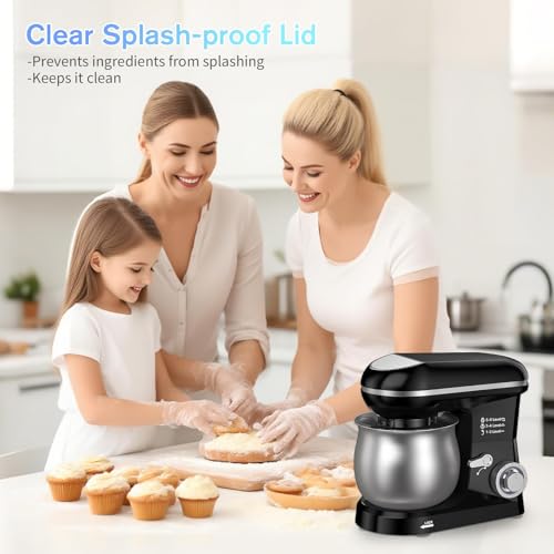 Electric Stand Mixer with 5.3 Quart, Cake Mixer with Stainless Steel Bowl and Stand, Kitchen Mixer Tilt-Head Design Includes Dough Hook, Whisk & Beater - Great for Baking Bread, Cakes, Cookies