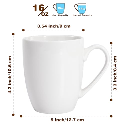Urbanstrive 16 oz Large Coffee Mugs Ceramic Coffee Mug White Coffee Cups Tea Cups Idea Gift for Women Men House Warming Gifts New Home Office, White 1 Pack