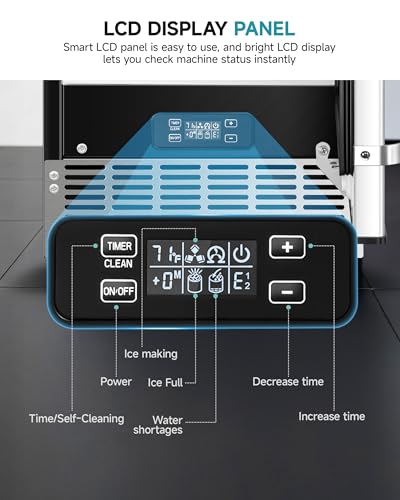 EUHOMY Under Counter Ice Maker with Drain Pump, 100 lbs/Day Ice Machine, Auto-Cleaning & 24H Timer, Stainless Steel Commercial Ice Maker with 24 lbs Storage for Home/Bar/Cafe/Restaurant