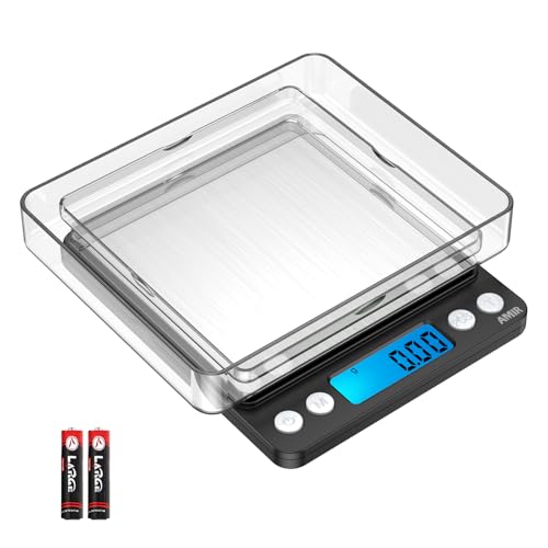 AMIR Digital Kitchen Scale, 500g/0.01g Mini Pocket Jewelry Scale, Cooking Food Scale with Backlit LCD Display, 2