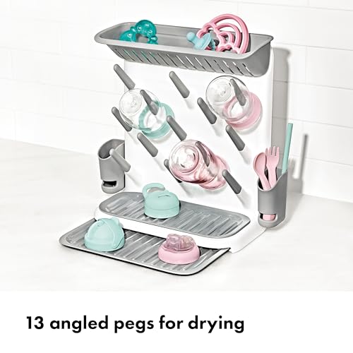 OXO Tot Expandable Drying Rack – Space-Saving Drying Rack | Newborn and Baby Essentials | Breastfeeding Essentials | Dry Baby Bottles | Save Space in Kitchen