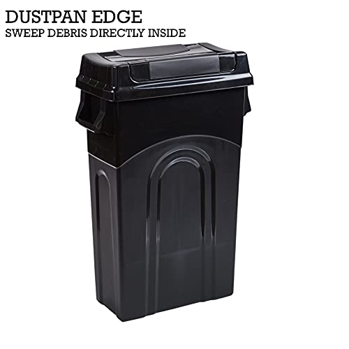 United Solutions Highboy Waste Container with Swing Lid, 23 Gallon, Space Saving Slim Profile and Simple Bag Removal, Handles for Easy Carrying, Indoor/Outdoor Use, Plastic, Black, 1-Pack.