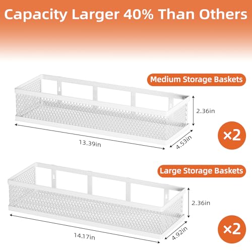 Umomi Spice Rack Wall Mount, 4 Pack Wall Spice Rack & Hanging Storage Baskets Organizer Wall Mount, Large Capacity Metal Spice Shelf for Kitchen Cabinet, Pantry Doors, Bathroom, Shower, Home Decor