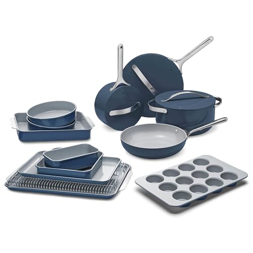 Caraway 23-Piece Nonstick Ceramic Cookware & Bakeware Set, Pots, Frying Pans, Lids, Baking Sheets