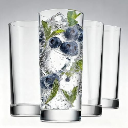 Farielyn-X Everyday Drinking Glasses Set of 8, 14oz Tall Glass Cups & 10.5oz Short Dof Glasses Glass Water Cups, Hurricane Tumbler Drinkware for Cocktail, Iced Coffee, Beer, Tea, Wine, Whiskey