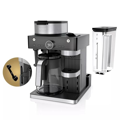 Ninja (Refurbished CFN601 Espresso & Coffee Barista System, Single-Serve Coffee & Compatible with Nespresso Capsule, 12-Cup Carafe, Built-in Frother, Cappuccino & Latte Maker (Renewed)