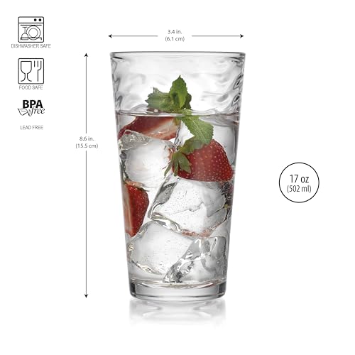 Glaver's Drinking Glasses Set of 10 Highball Glass Cups, 17 Oz Cooler Glassware. Home and Bar Everyday Basic Drinkware Elegant Kitchen Glasses for Water, Juice, Cocktails, Iced Tea.