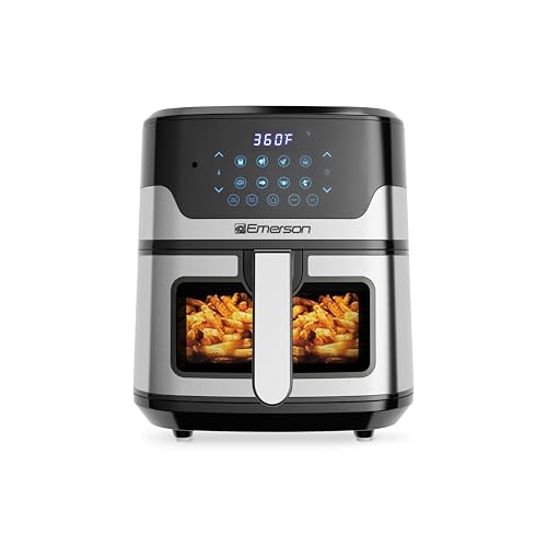 Emerson SmartVoice 5.3QT Air Fryer, 1000+ Voice Commands, 6-in-1 Digital Cooker, Compact Countertop