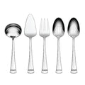 Lenox Silverware Serving Utensils Sets, Portola 5-Piece Hostess Set, Flatware Set, 18/10 Stainless Steel, Serving Spoons Fork Ladel & Pie Server, Mirror Finish Dishwasher Safe (Silver 5 Piece)