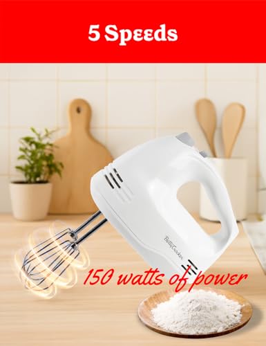 Betty Crocker 5-Speed Hand Mixer, 150 Watts Power, BC-4203WT, White