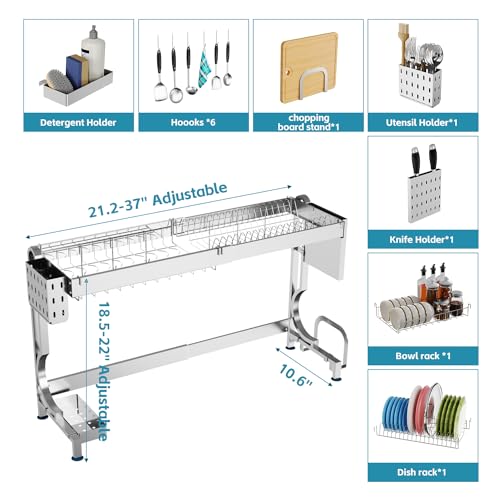 MINGLING Over The Sink Dish Drying Rack, Kitchen Dish Rack Over Sink