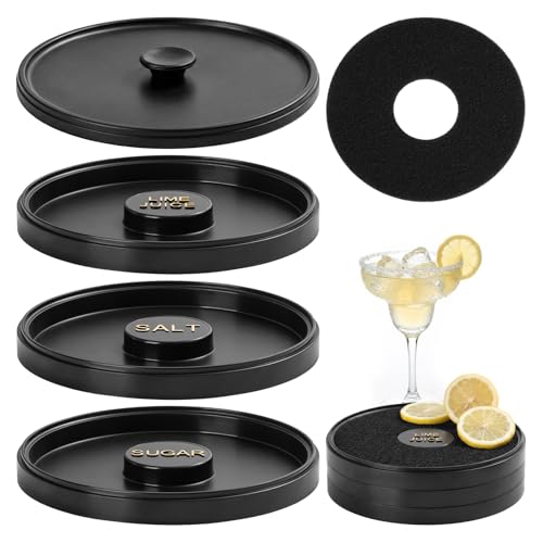 Mingting 3 Tier Margarita Salt Rimmer Set with Lid, Stackable 3-Tier Glass Rimmer for Cocktail, Salt & Sugar Rimmer for Margaritas, Bloody Marys & Micheladas, Home Bar Accessories