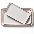 Ceramic Serving Platter Set of 3 - 16 / 14 / 12 Inches Oven Safe Serving Dishes for Entertaining - Platters and Trays - Porcelain Plates - Ceramic Grilling Platter - Rectangular Plates - Turkey Dishes