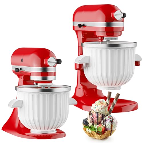 Ice Cream Maker Attachment for KitchenAid Stand Mixer, Fits 4.5Qt and Larger KitchenAid Mixers, 2 Quart Frozen Yogurt, Sorbet & Gelato Ice Cream Bowl by Focollk