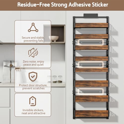 Stuvicient Over the Door Pantry Organizer: Pantry Organization and Storage with Hanging Basket - 8-Tier Adjustable Shelves Metal Spice Rack for Kitchen Laundry Room Bedroom & Bathroom