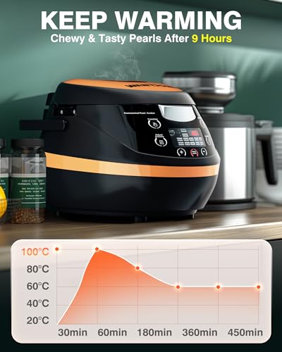 WantJoin Boba Maker - Commercial 8L Bubble Cooker Automatic Cooking Pot Tapioca Maker Warmer Machine for Bubble Tea Milk Tea Restaurant Dessert Stores, 1350W