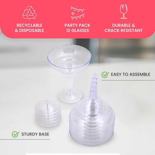 Stock Your Home Clear Plastic Margarita Glasses Disposable (Set of 12) Decorations for Cinco de Mayo Parties, Cocktail Cups for Tropical Party Supplies - Large 12 oz Hurricane Glasses
