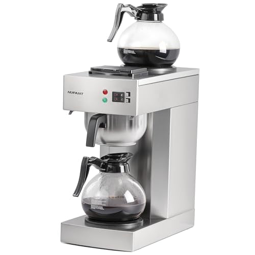 NUPANT 12-Cup Coffee Maker 1.8L Commercial Drip Coffee Maker Pour Over Coffee Machines with 2 Glass Carafes and 2 Warmers