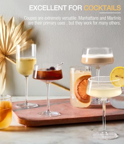 LUNA & MANTHA Martini Glasses, Martini Cocktail Glasses for Margarita, Manhattan, Cosmopolitan, Espresso, Home Bar, Evening Parties, Birthdays, Housewarming Gift,8oz-Set of 6
