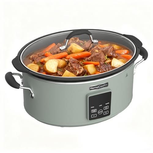 HOMECOOKIN Slow Cooker, Extra Large 10 Quart Programmable Slow Cookers with Timer, Dishwasher Safe Glass Lid & Crock, Kitchen Appliance for Families and Gatherings, Olive