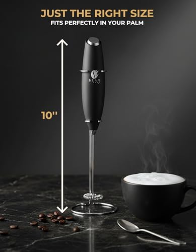 Bean Envy Milk Frother, Coffee Stirrers, Frother Wand, Milk Frother Handheld, Frother with stand, Hand Blender for Coffee, Lattes, Cappuccino, Matcha and Hot Chocolate – Kitchen Gifts - Black