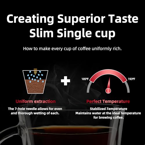 HousesAid Coffee Machine,Single Serve Coffee Maker,One Cup Coffee Maker with Reusable Filter&One-touch Control Button,Portable Brewer for Camping,Travel&Home,Easy To Clean& Store,15oz/450ml,Black