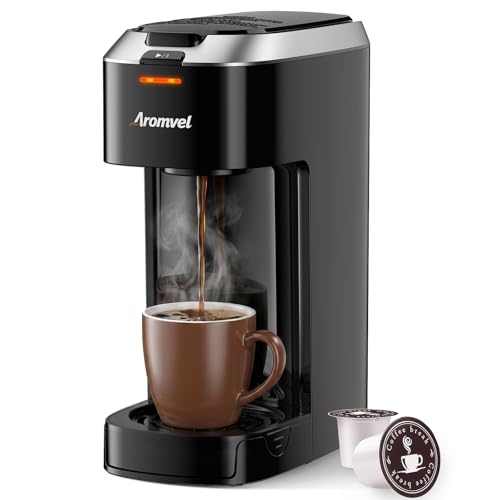 Aromvel Single Serve Coffee Maker for K Cup Pods, One Button Coffee Maker, 6-14oz Brew Sizes, Fits Travel