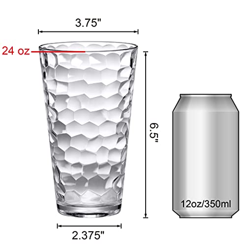Amazing Abby - Iceberg - 24-Ounce Plastic Tumblers (Set of 8), Plastic Drinking Glasses, All-Clear High-Balls, Reusable Cups, Stackable, BPA-Free, Shatter-Proof, Dishwasher-Safe