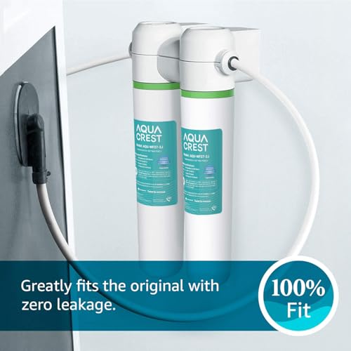 AQUA CREST FQK2J Under Sink Water Filter, Replacement for GE FQK2J, FQK1K, Compatible with GE GXK255TBN, NSF/ANSI 42 372 Certified, 1320 Gallons Dual Flow Drinking Water Replacement Filters, 2 Pack