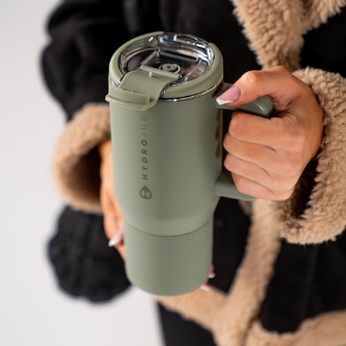 HydroJug Coffee Traveler 20 oz - Leak-Resistant, Ceramic-Lined Insulated Travel Coffee Mug for Hot or Cold Drinks with Flip Lid & Handle, Dishwasher Safe Coffee Tumbler, Courtyard