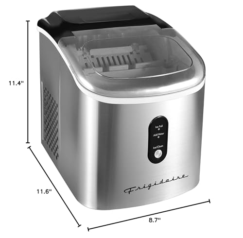 Frigidaire EFIC103-AMZ-SC Counter Top Maker with Over-Sized Ice Bucket, Stainless Steel, Self Cleaning Function, Heavy Duty, Stainless
