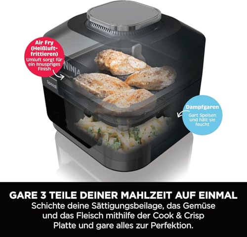 Ninja Speedi 10-in-1 Quick Cooker, Air Fryer, Air Fryer and Multicooker, 5.7L, Meals for 4 in 15 Minutes, Steam, Grill, Bake, Roast, Sear, Stew and More, Black, ON500EU