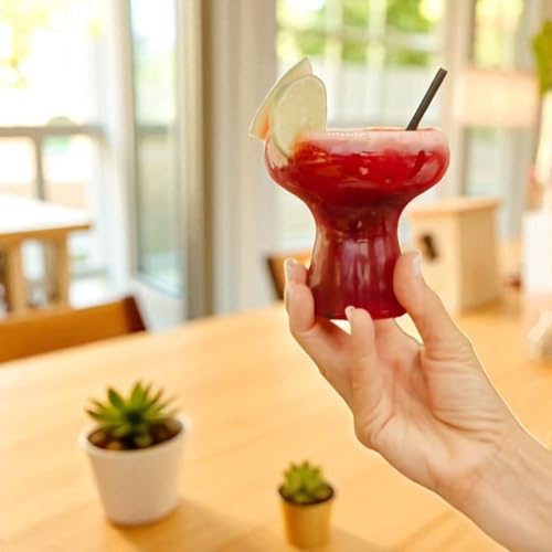 Oojami Lunara Clear Plastic Margarita Glasses, 11 oz, Set of 40, Disposable Party Cups for Cocktails (Pink Clear)