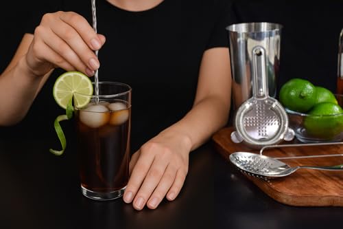 TheBarsentials Cocktail Strainer Set Stainless Steel Bar Tools with Stirring Spoon - Hawthorne, Julep, & Fine-Mesh Sifter for Drinks