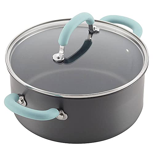 Rachael Ray 11-Piece Hard Anodized Aluminum Cookware Set, Light Blue Handles