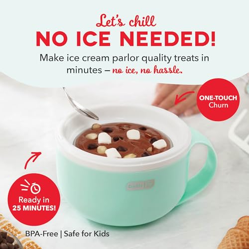 Dash My Mug Ice Cream Maker - Makes Single Serving of Gelato, Frozen Yogurt, Sorbet & More - Easy to Clean & Use - Aqua, 1 Bowl