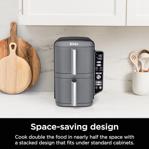 Ninja DoubleStack XL 2-Basket Air Fryer, Smart Cook System, DoubleStack Technology Cooks 4 Foods at Once, 10 QT, 6-in-1, Air Fry, Broil, Bake, Easy Meals, Easy Clean,Grey, SL401 (Renewed)